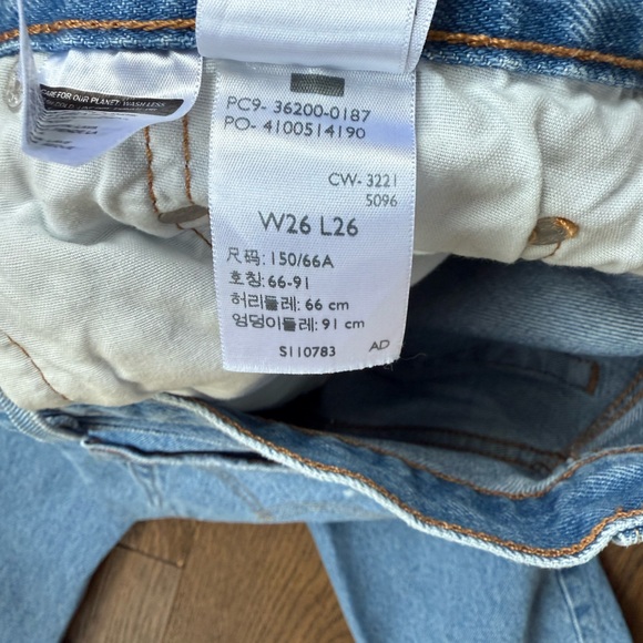 Levi's 501 26x26 Light Blue Distressed Cropped Straight Leg Jeans, 100% Cotton - Picture 8 of 9